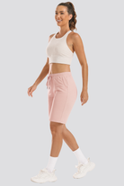 Light Pink cotton shorts women side view 