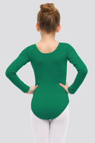 green long sleeve leotard back view