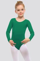 green long sleeve leotard front view