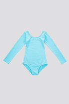 blue long sleeve leotard top view