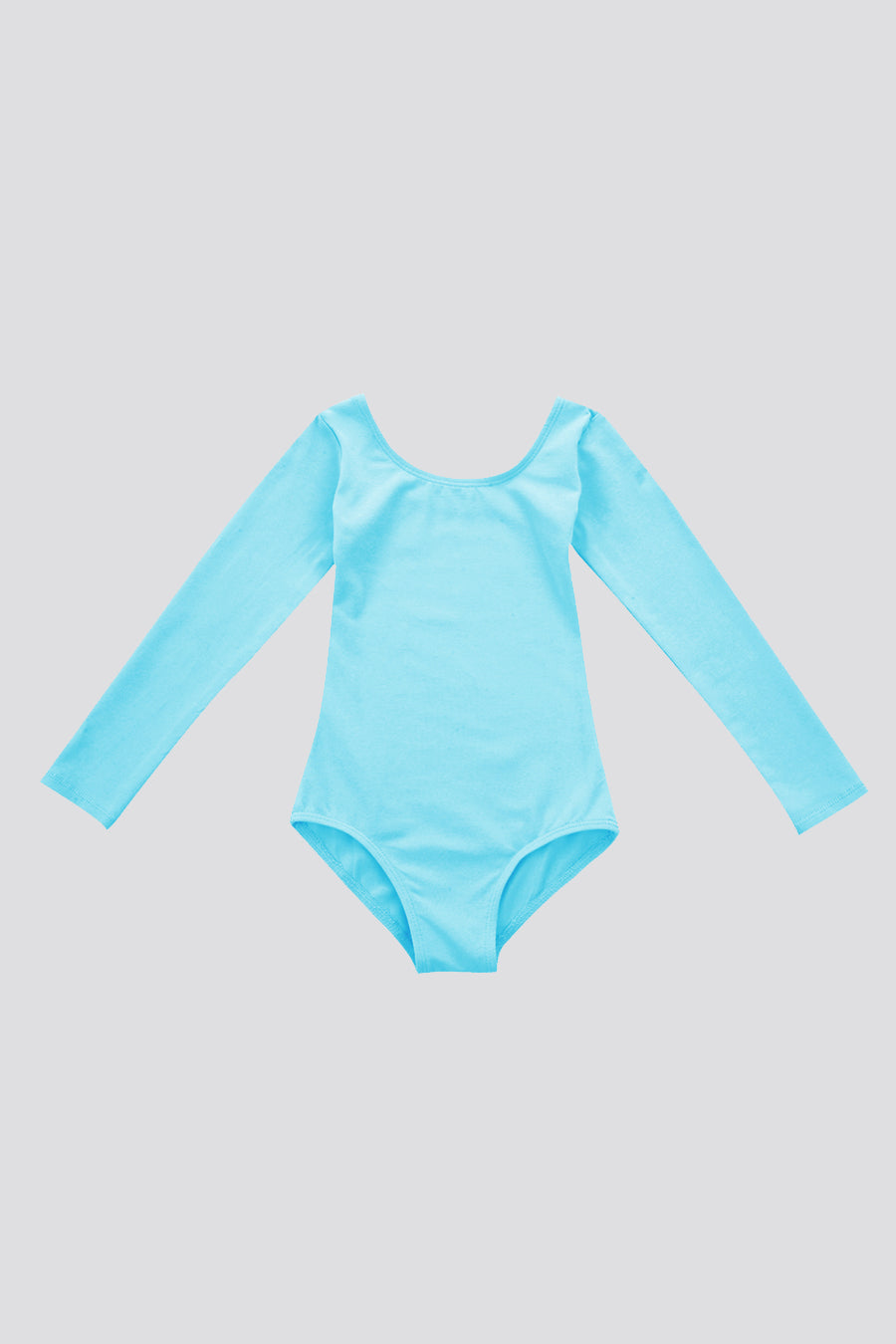 blue long sleeve leotard top view