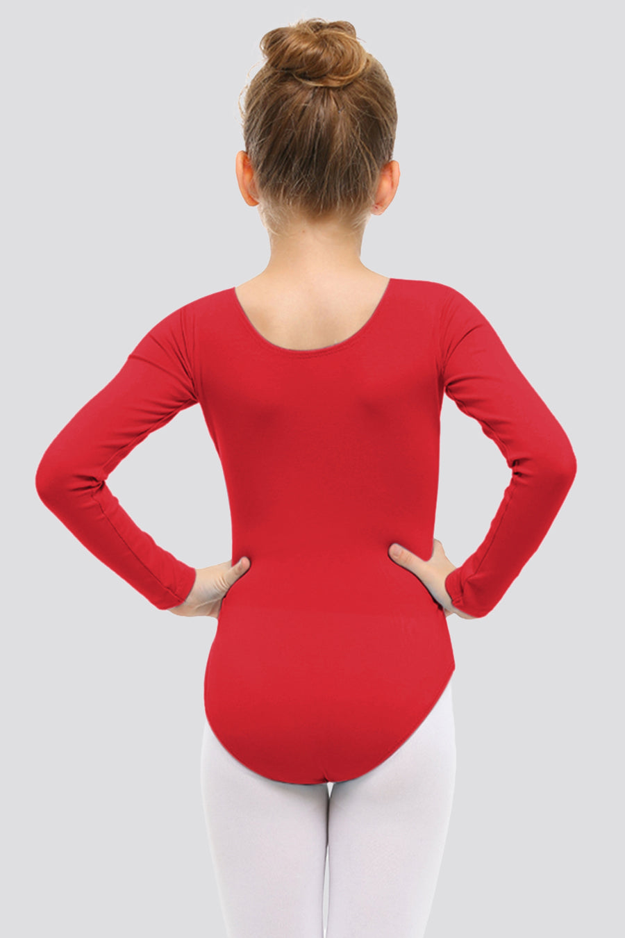 red long sleeve leotard back view