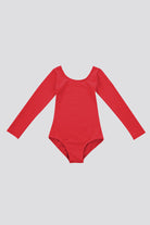 red long sleeve leotard top view