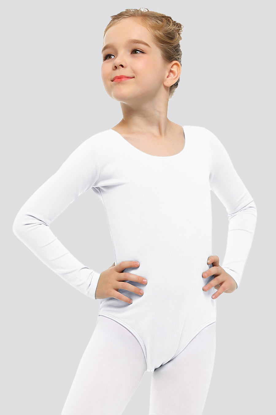 white long sleeve leotard front view