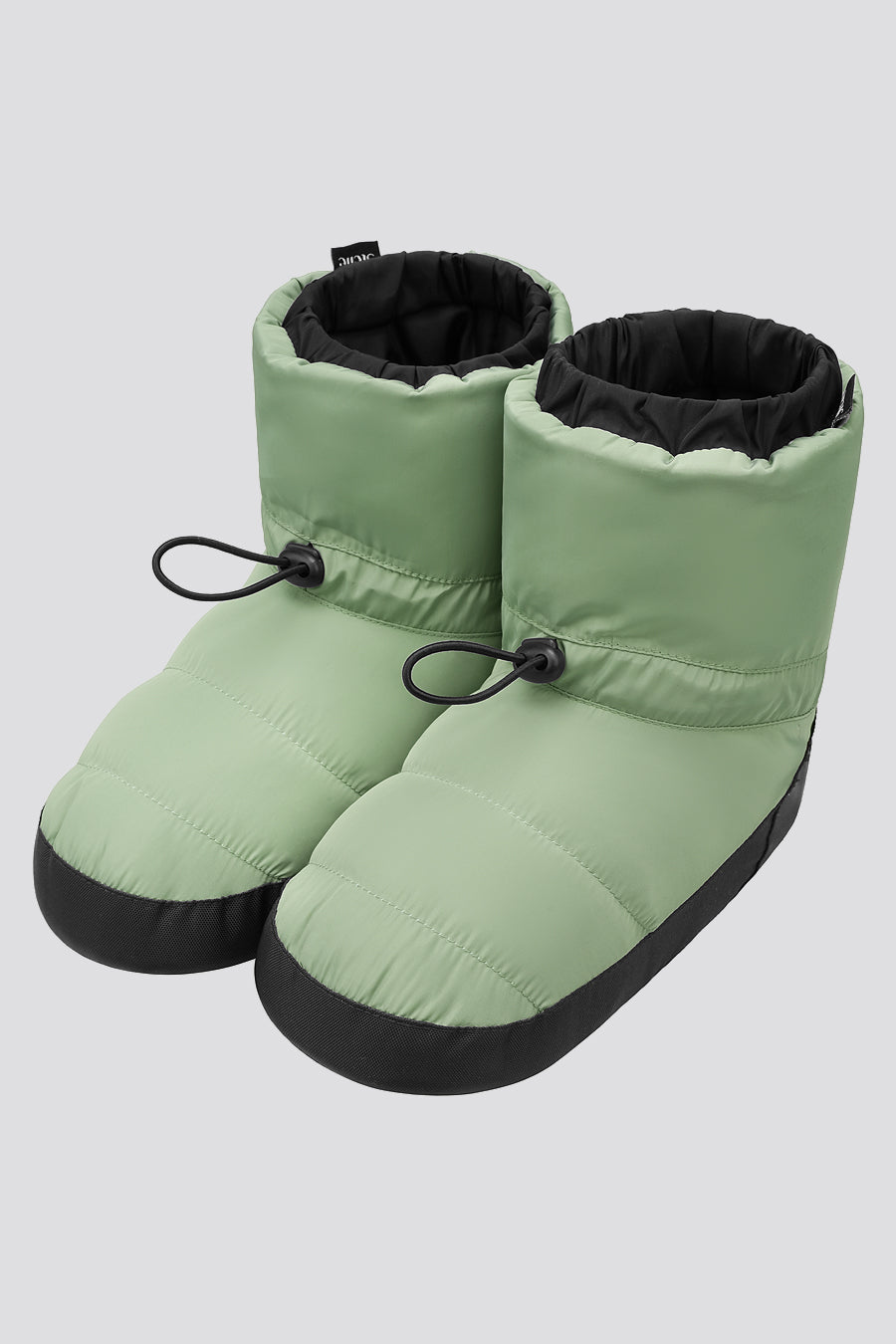 Green ballet warm up booties side view 