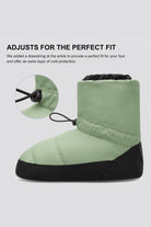 Green ballet warm up booties side view 