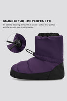 Purple ballet warm up booties side view 