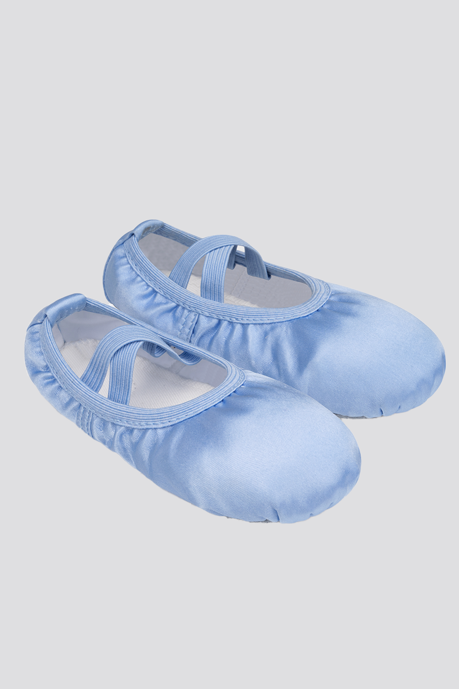 satin ballet flat blue side view 