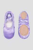 Satin ballet shoes purple top view