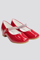 Red mary jane shoes for girls side view