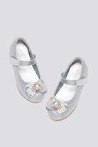 Silver mary jane shoes for girls top view  