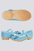 Blue mary jane shoes for girls side view  details 