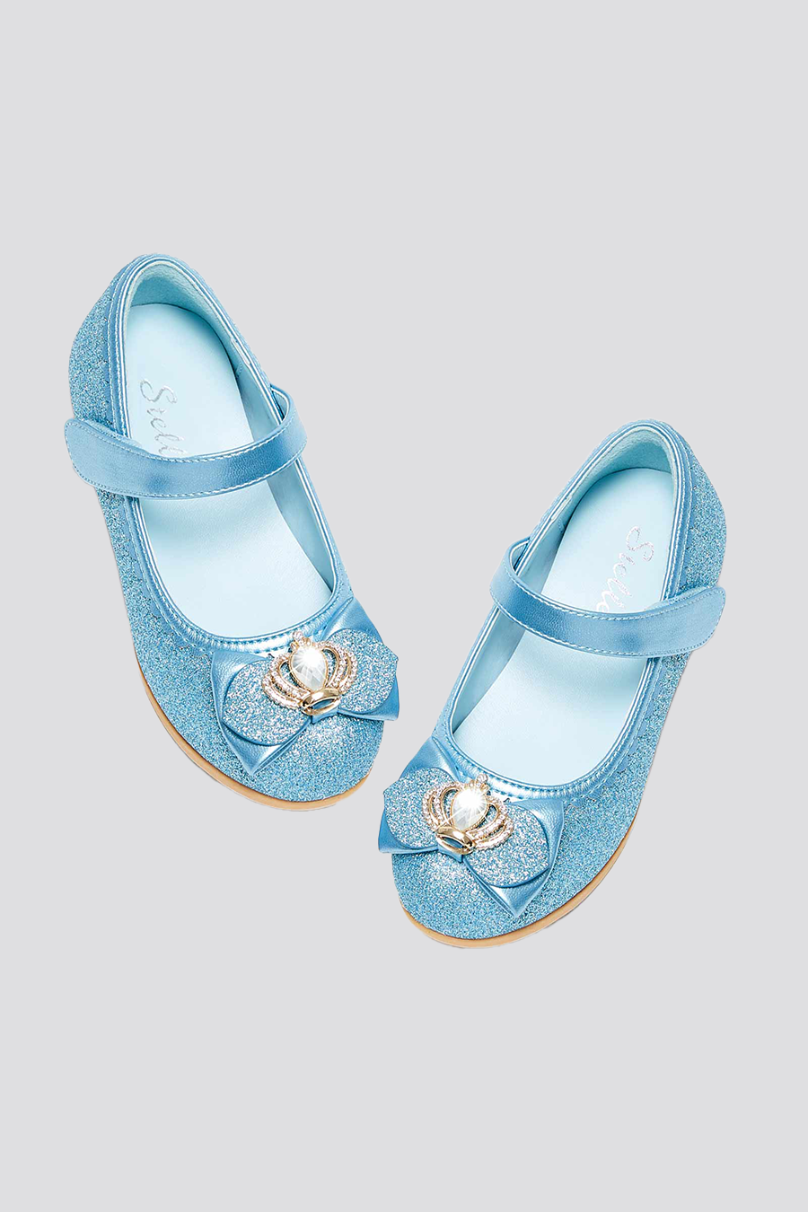 Blue mary jane shoes for girls top view  