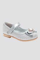 Silver mary jane shoes for girls side view  