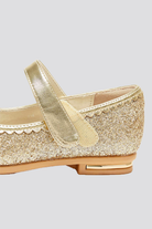 Gold mary jane shoes for girls side view  details