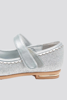 Silver mary jane shoes for girls side view  details