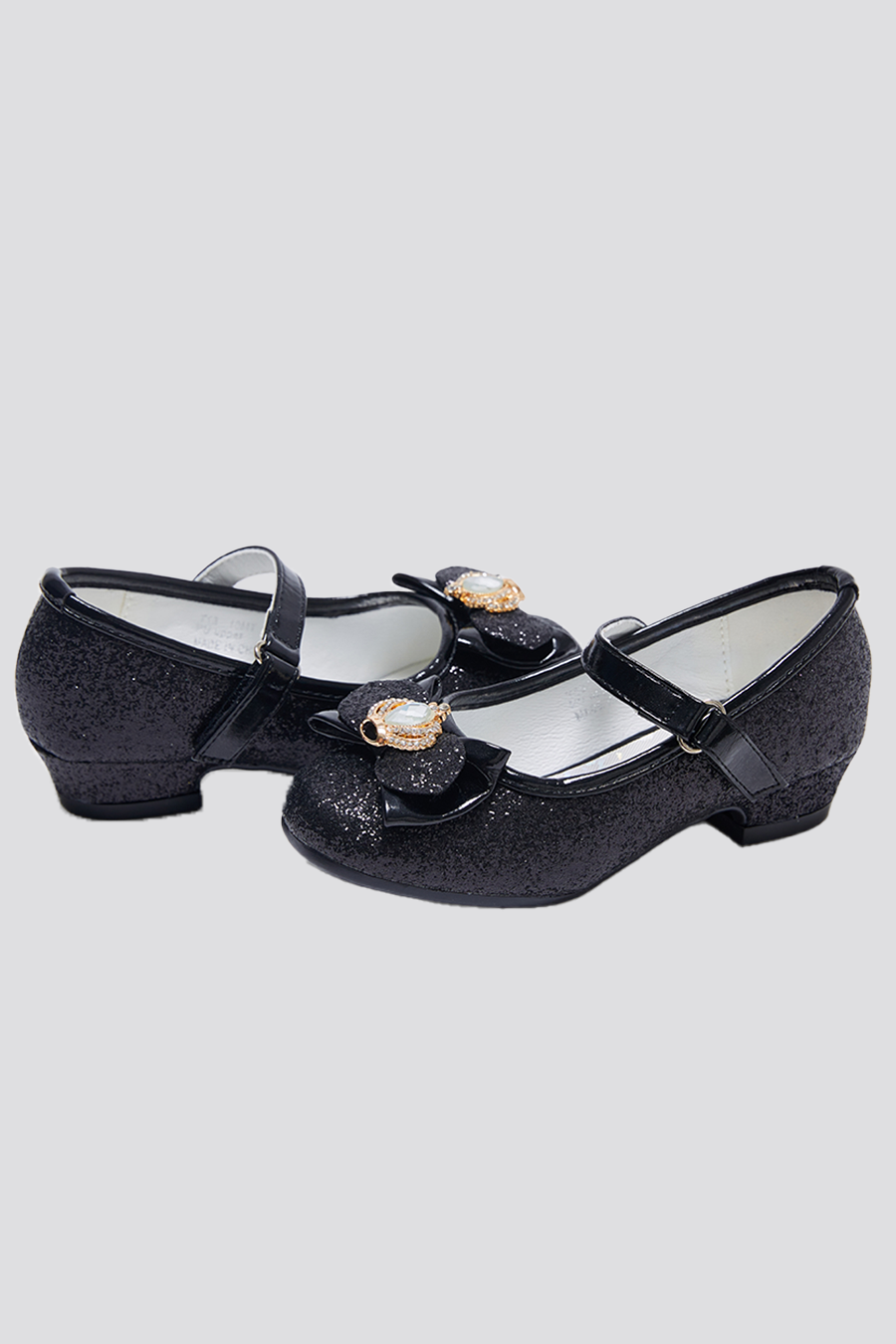 Black Mary Jane shoes for girls side view details