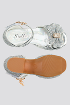 Silver toddler sandals top view