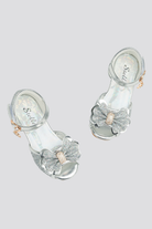 Silver girl dress shoes top view