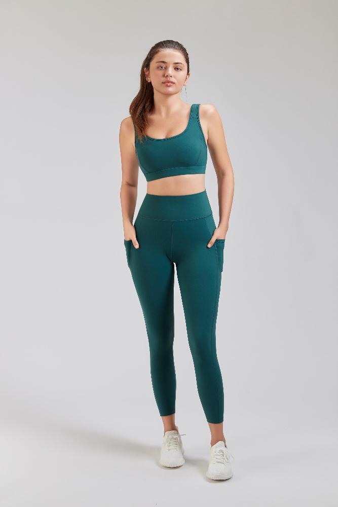 Women Yoga Pants Forest Green full view