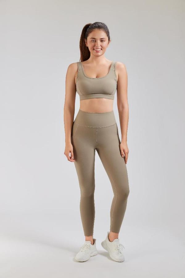 Women Yoga Pants Stone full view