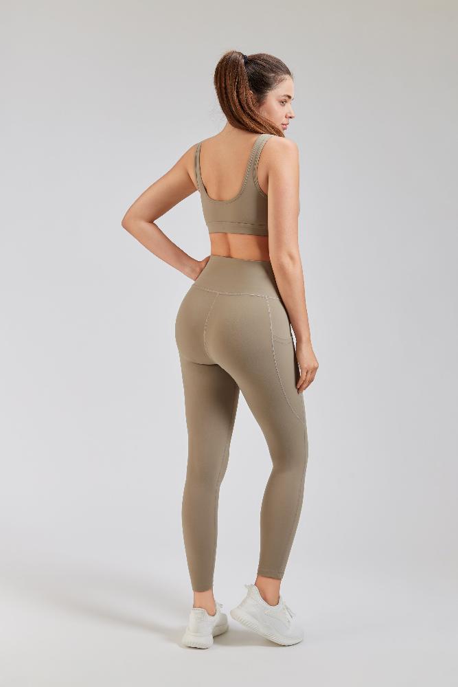 Women Yoga Pants Stone side view