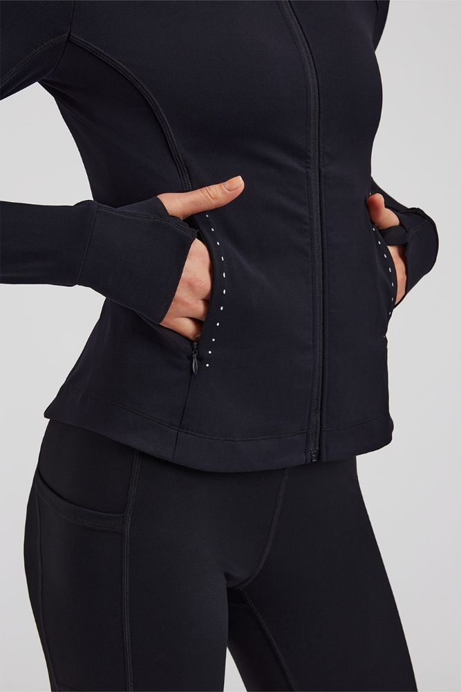 Black sports jacket women pockets