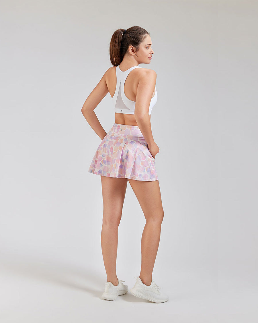 Pastel Terrazzo tennis skirt side view