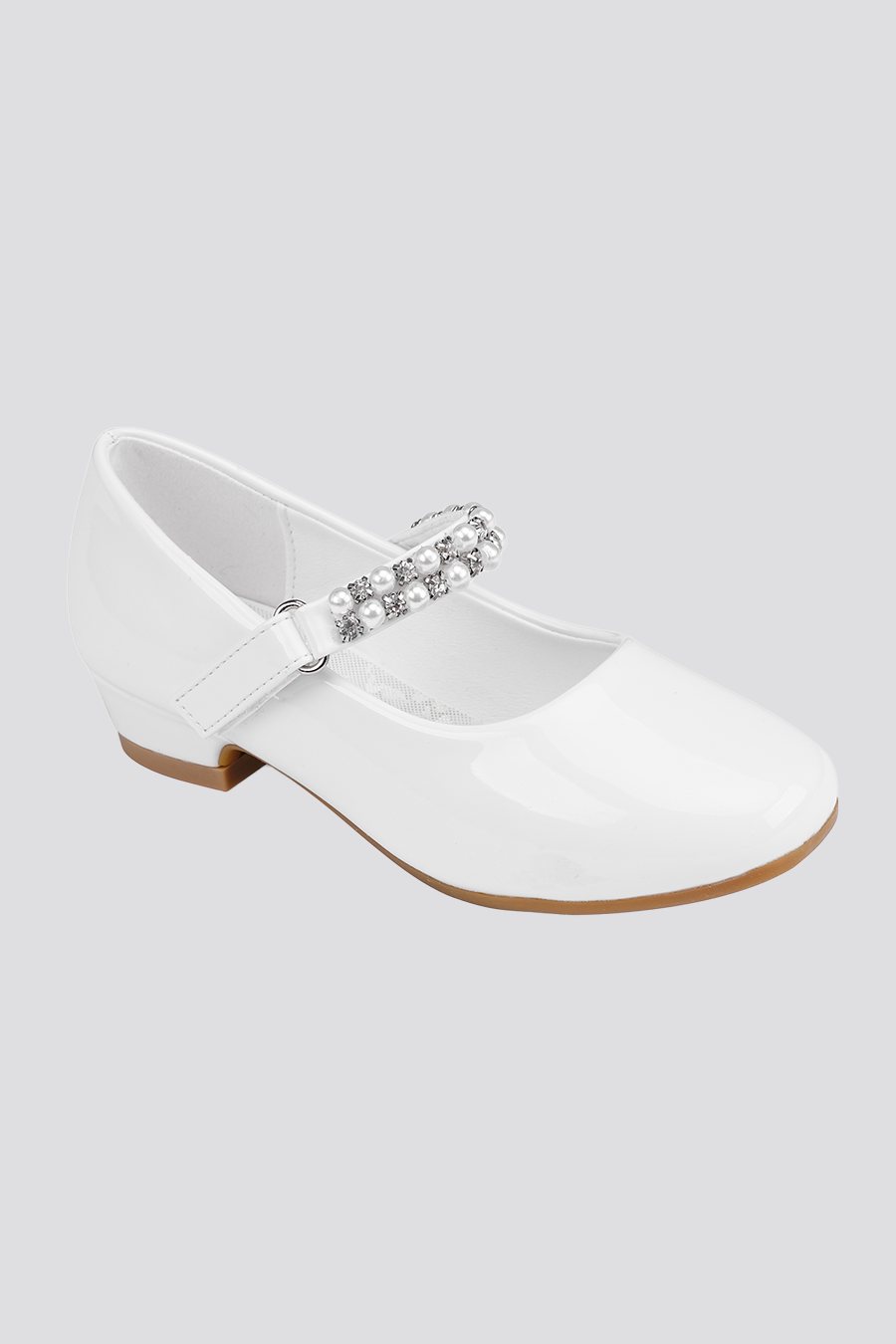 White mary jane shoes for girls side view 