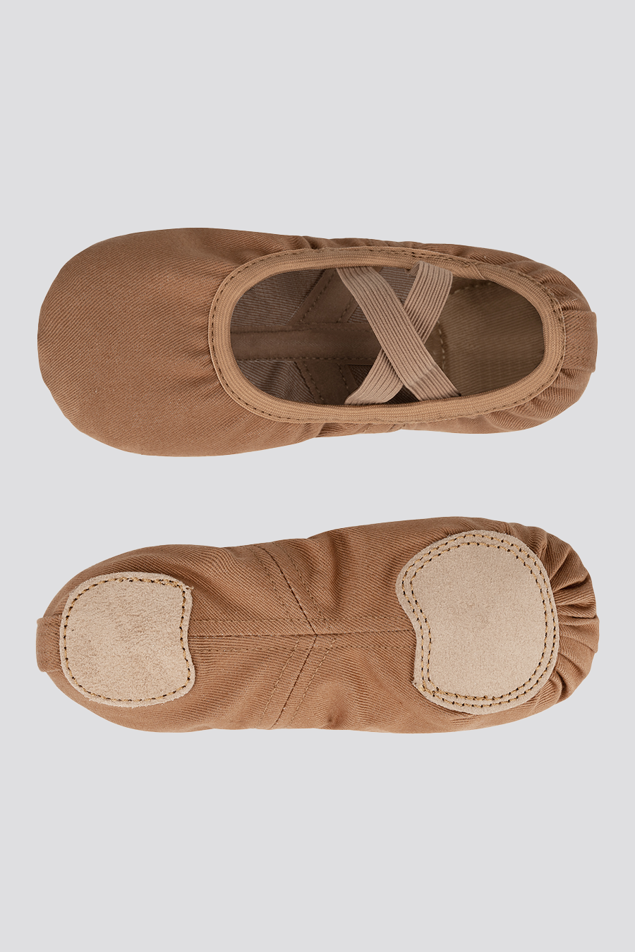 Tan canvas ballet shoes overhead short