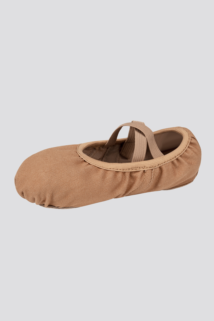 Tan canvas ballet shoes detail