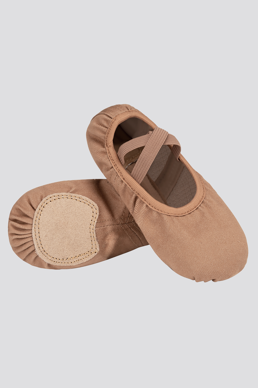  Tan canvas ballet shoes front view 