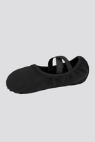 Black canvas ballet shoes side view 