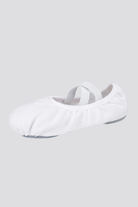 White canvas ballet shoes side view 