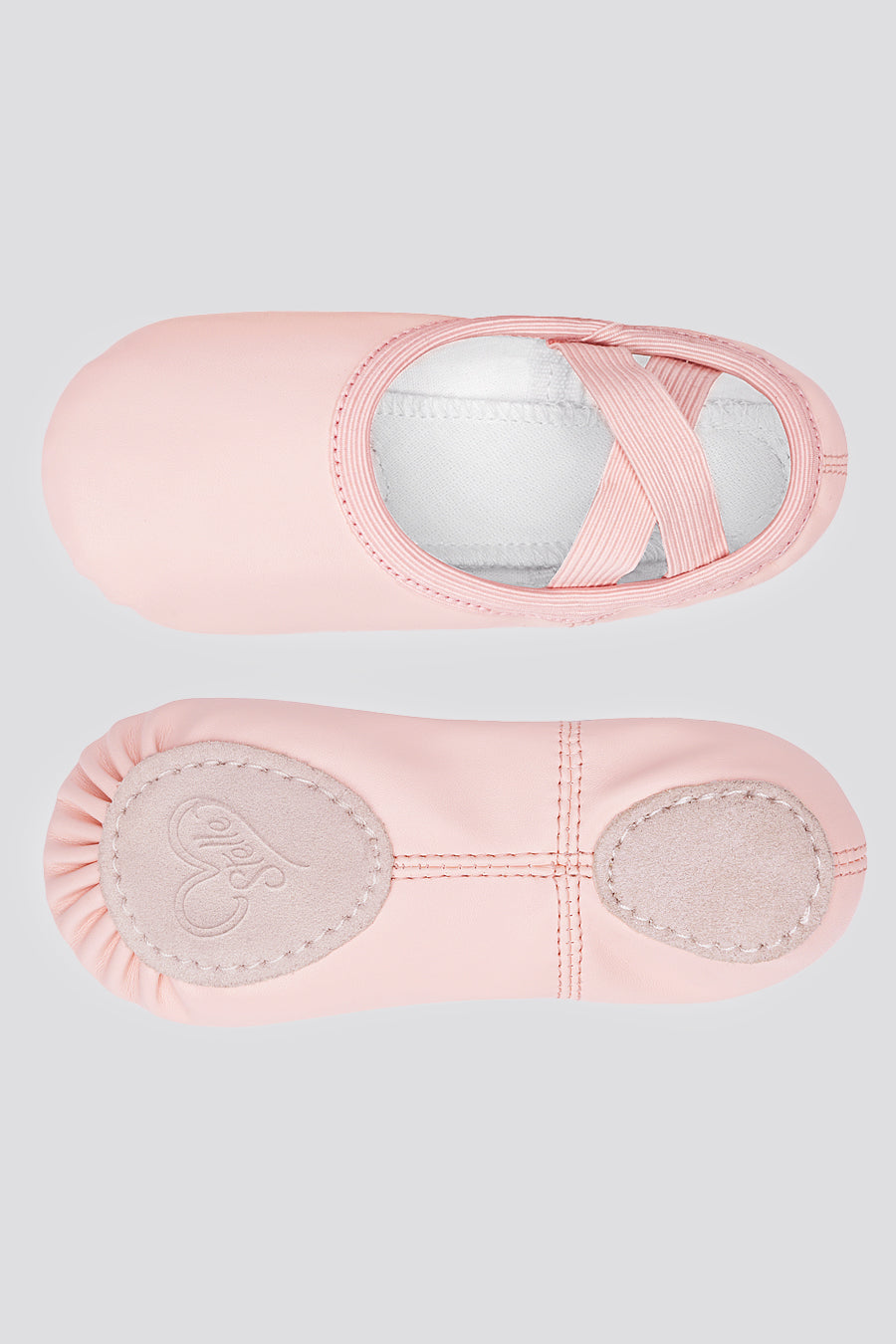 pink ballet shoes top view