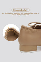 Adjustable tan tap shoes for comfort and secure fit