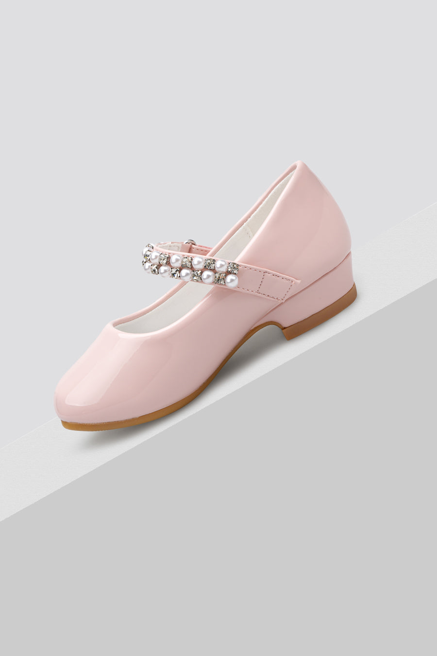 Pink mary jane shoes for girls side view  details