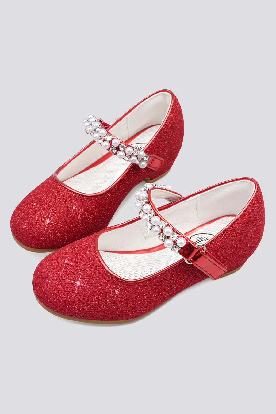 Red mary jane shoes for girls side view 