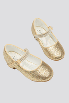 Gold mary jane shoes for girls top view details