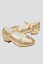 Gold mary jane shoes for girls side view details