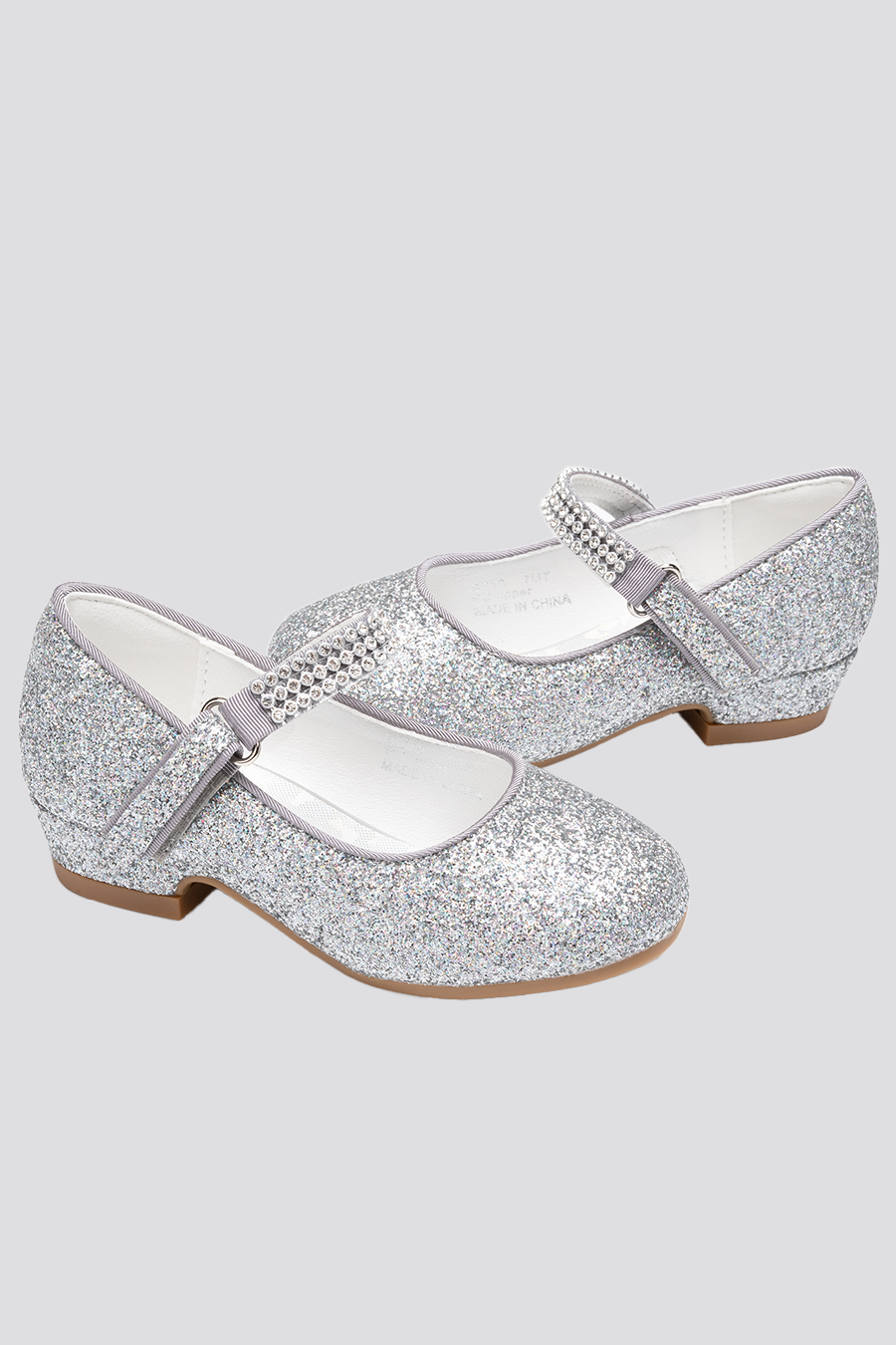 Silver mary jane shoes for girls top view 