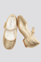 Gold mary jane shoes for girls top view 