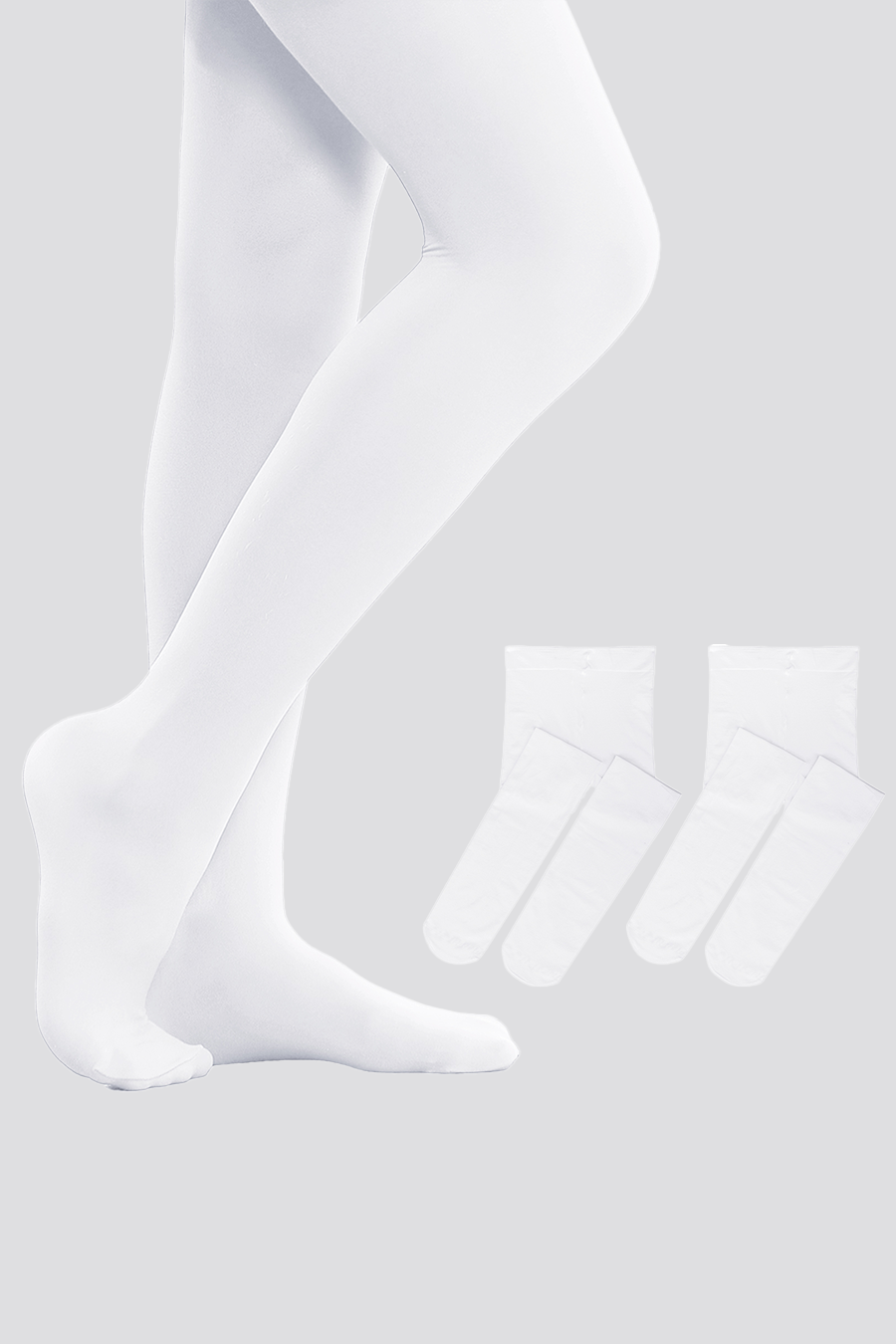 ballet tights 2 pack white side view