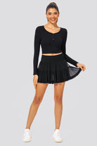 Black tennis skirt full-body view