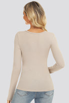 Desert Beige womens long sleeve t-shirts back view