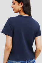 Navy cotton t-shirts back view 