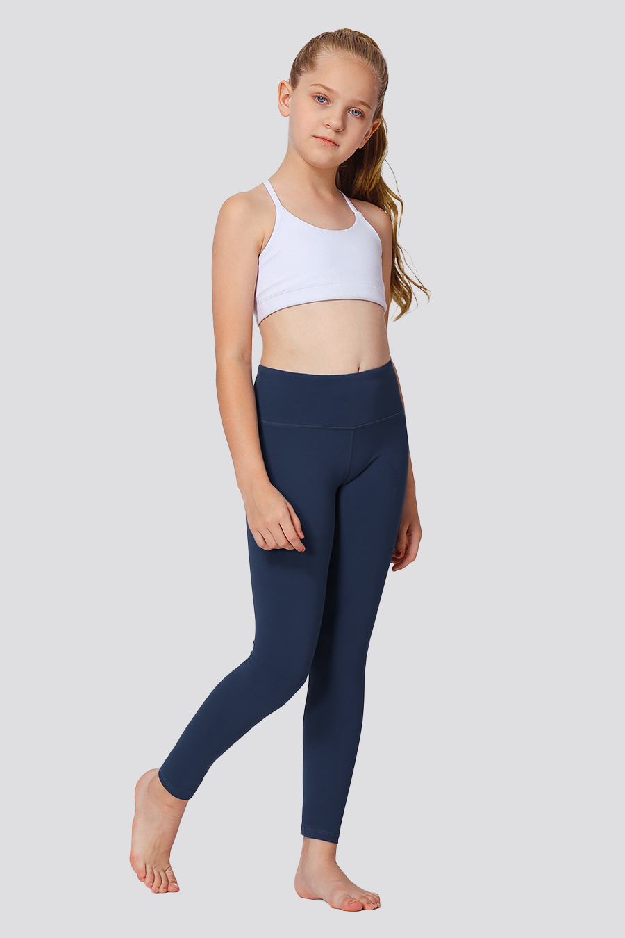 Girls Yoga Pants Midnight Blue full view