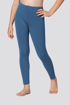 Girls Yoga Pants Atlantic Blue front view