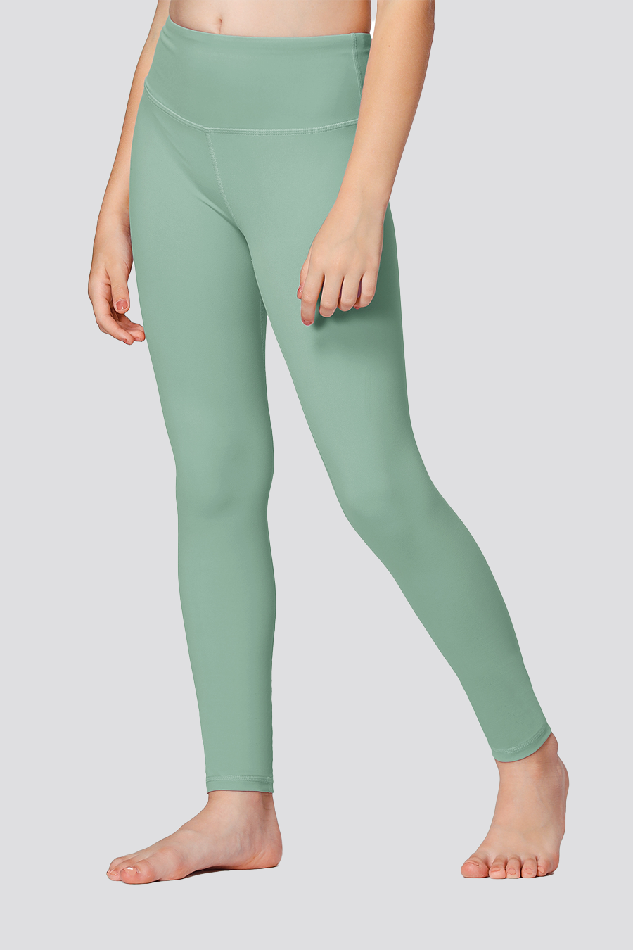 Girls Workout Pants Jade Green side view