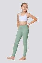 Girls Yoga Pants Jade Green full view